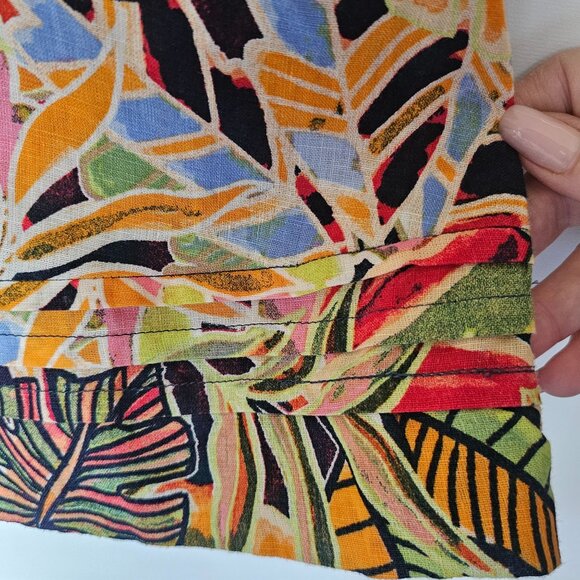 C&C California Linen Dress Size M Tropical Floral Sleeveless Multicolor Pockets - Picture 7 of 13